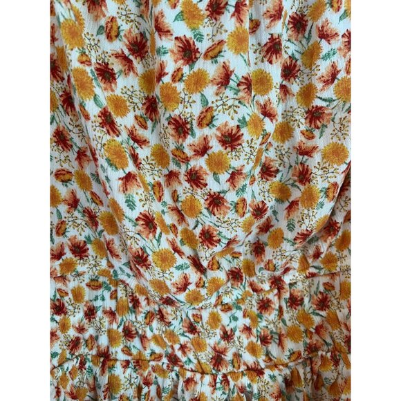 Torrid Orange Mini Floral Square Top Blouse Flowy Boho Coastal Fall 5 5X - Picture 3 of 8